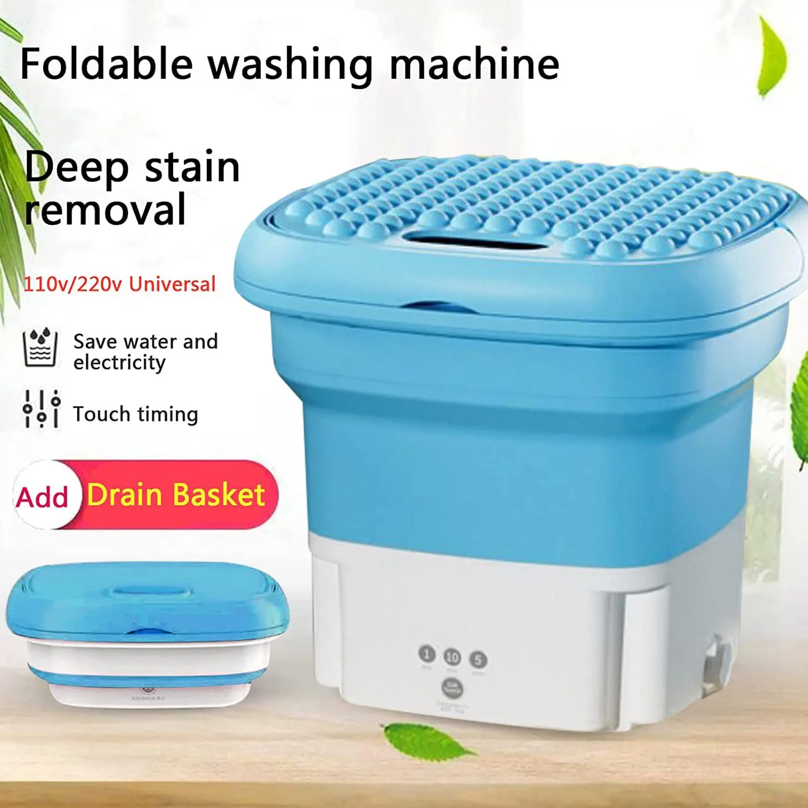 Folding Portable Washing Machine With Dryer Bucket for Clothes Socks Und... - $65.12