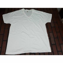 Hanes 2XL Vintage 90s V Neck Blank Plain Single Stitch White T Shirt Undershirt - £11.94 GBP