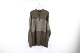 Vintage Columbia Mens Large Spell Out Color Block Knit Half Zip Pullover Sweater - £38.89 GBP