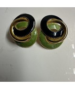 90s Vintage Drop Earrings Oversized Green and Black  Trio Loop Studs - £11.03 GBP