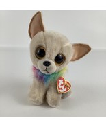 Ty Beanie Boos Chewey Chihuahua 6&quot; Plush Bean Bag Stuffed Rainbow Collar... - $20.24 CAD