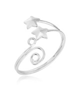 Double Stars Wrap Swirl Wire Sterling Silver Toe/Pinky Ring - £7.27 GBP