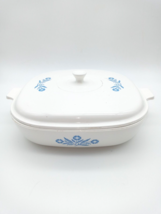 Vintage Corning Ware 10&quot; Pyroceram Blue Cornflower Lidded Casserole Serv... - $49.49