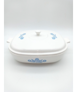 Vintage Corning Ware 10&quot; Pyroceram Blue Cornflower Lidded Casserole Serv... - £62.05 GBP