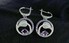 2 Ct Oval Cut Amethyst925 Silver Gold Plated Halo Clip-On Simulated Earrings - £68.76 GBP