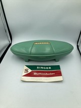 Vintage 1960s Singer Buttonholer Green Clam Case sewing Accessories w/ Manual - £11.61 GBP