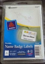 Avery 5132 Flexible Name Badge Labels - 20 pack - 2.34&quot; x 3.375&quot;  BRAND NEW - $8.90