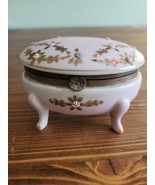 Vintage Porcelain Gold Floral Footed Trinket Box - £14.89 GBP