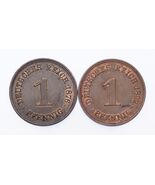 1876-A &amp; 1892-A Germany 1 Pfennig Lot of 2 Coins (AU-UNC Condition) - $72.11