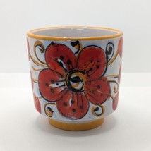 Vintage Italian Pottery Cachepot Planter, Hand Painted, Round, Floral - £16.86 GBP