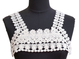  1pc Beige Cotton Crochet Neckline Patch Panel need Sew on DIY Craft A220 - $6.99