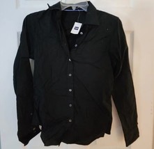 NWT GAP Stretch Fitted Women&#39;s Black Dress Long Sleeve Shirt Size XS - £47.30 GBP