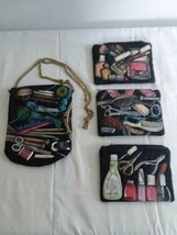 Beautiful Makeup Bag Set &amp; Or Notions Set W/Black Background &amp; Colorful Pictures - £11.15 GBP