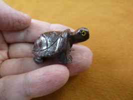 Y-TUR-LA-42) Tortoise land turtle carving SOAPSTONE FIGURINE love little... - $8.59