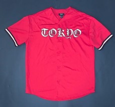 Forever 21 Red Tokyo Baseball Jersey Shirt Small Button Down Sports Norm... - £14.23 GBP