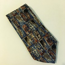 The Metropolitan Museum Of Art Neck Tie 100% Silk Steel Blue Gold Rust Neckwear - £23.98 GBP