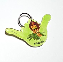 Hawaii Green Hang Loose Hand Sign Hula Dancer Souvenir Keychain Keyring - £6.27 GBP