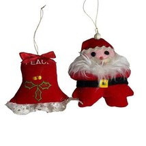 Vintage Christmas Ornaments a velvet Santa and Bell - £11.54 GBP