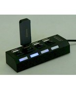 4 Port USB 2.0 HUB 4 ports High Speed w/ On Off Switch &amp; Blue Light lighted - $645.68 MXN