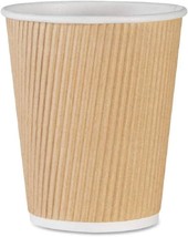 8oz Disposable Kraft Ripple Paper Cups Brown Paper Cup Tea, Coffee Pack Of 100 - £15.81 GBP