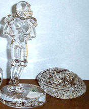 Waterford Crystal Football Player Figurine &amp; Football Paperweight 2 PC. ... - $189.90