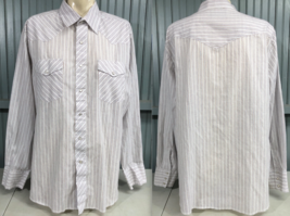 Wrangler Western XL Pearl Snap Button Mens Shirt Pinstripe Cotton Blend - £9.65 GBP