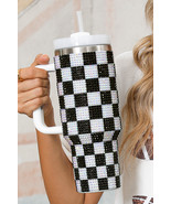 Black Full Rhinestone Checkerboard Handled Tumbler 40oz - $34.46