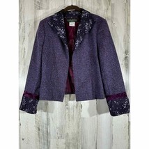 Vintage Harve Benard Blazer Purple Tweed Lace Wool Blend Size 10 Petite - £23.63 GBP