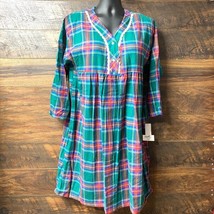 VGT Carole Night Gown XL Long Plaid Print Babydoll Flannel Grandma Core USA Rare - £33.62 GBP