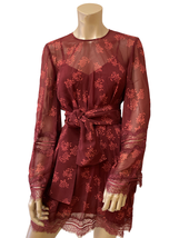 KEEPSAKE Womens Mini Dress Moonlight Elegant Floral Burgundy Size S 3017... - £130.83 GBP