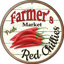 Farmer&#39;s Market Fresh Red Chillies Novelty 8&quot; Metal Circular Sign NEW! - £7.05 GBP