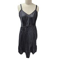 Retro VTG 40s/50s Stiff Noisy Black Acetate Taffeta Full Slip | Women&#39;s ... - $88.06