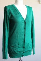 Talbots XS Green Merino Wool Thin Knit V-Neck Cardigan Sweater - £16.71 GBP