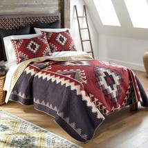 Donna Sharp Mojave Red Quilted King 3-Piece Set Lodge Southwest Rustic Gray New - £147.94 GBP