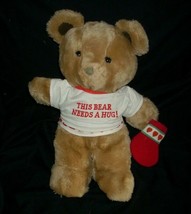 14&quot; Vintage 1984 R Dakin Brown Teddy Bear W/ Stocking Stuffed Animal Plush Toy - £26.57 GBP