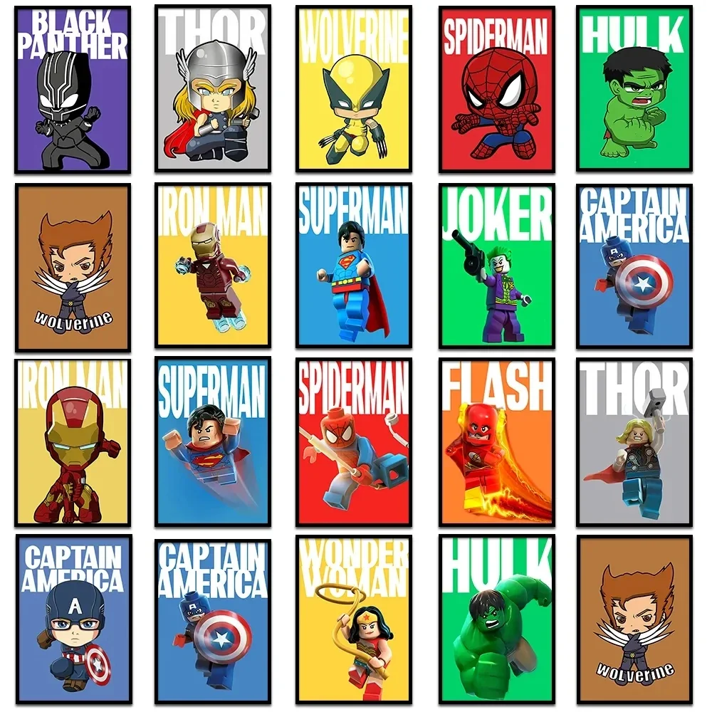 Marvel Movie Poster Decoration Cartoon Figure Spiderman Iron Man Captain America - £9.70 GBP+