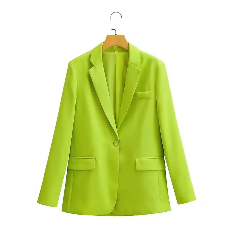 Women  Single Button Blazer Coat Office Notched Collar Long Sleeve Female Outerw - £153.78 GBP