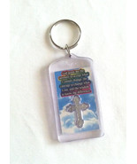 Serenity Prayer key ring plastic with rainbow background and silver cross - $56.68 MXN