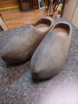 Antique Hand Carved Dutch Country Carved Primitive Wood Clogs Shoes 13&quot; - £98.60 GBP