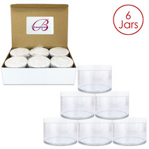 6Pcs 4Oz/120G/120Ml High Quality Acrylic Leak Proof Container Jars W/White Lids - £22.77 GBP