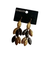Chicos Dangle Earrings Rosetta Hammered Brass Brown Waterfall Made In US... - $333.75 MXN