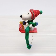 Hallmark Christmas Stocking Hanger SNOOPY 1984 Peanuts Woodstock Red Sled - $12.25