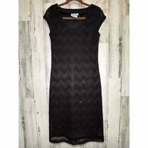Vintage Bantry Bay Womens Dress Medium (XS) Black Lined Sequin Woven Chevron - £19.84 GBP