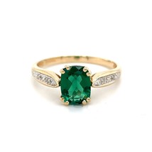 14k Yellow Gold Simulated Emerald Diamond Accented Ring 2.5g Size 7.25 - $6,985.02 MXN