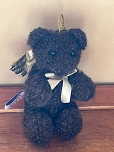 Small Mary Meyer Curly Brown Plush Teddy Bear w Gold Lame Angel Wings Christmas - £7.50 GBP