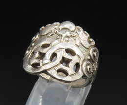 EUROPEAN 925 Silver - Vintage Interlocking Circle Spiral Wrap Ring Sz 8- RG24954 - £50.54 GBP