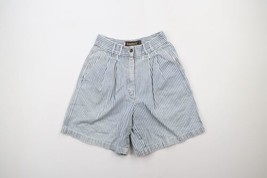 Vintage 90s Timberland Womens 10 Distressed Pleated Hickory Striped Shorts USA - £39.10 GBP