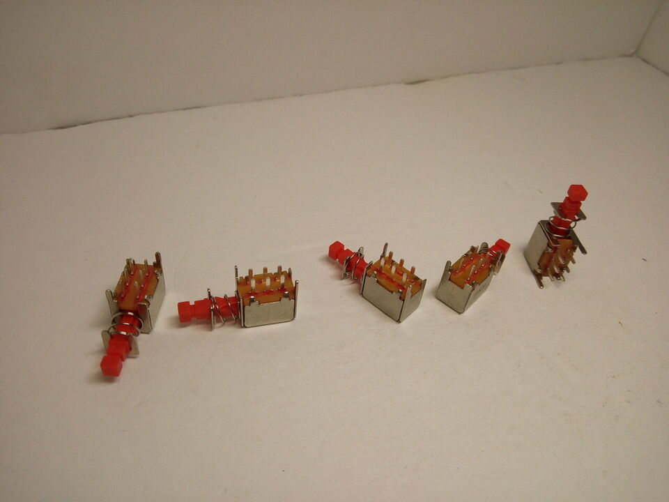 5X Pack Maintained 6 Pins 8 w/Legs Push Button Power Switch Red Reset KXW Lock Item image 3