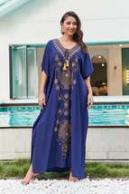 Women Embroidered Beach Coverup V Neck oversize Kraftan Dress - £21.67 GBP