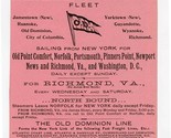 Original 1890&#39;s Old Dominion Line Ad Fleet Flag New York Richmond  - $19.78
